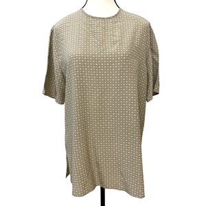 100% silk women’s top, VINTAGE colour taupe EUC Size 12